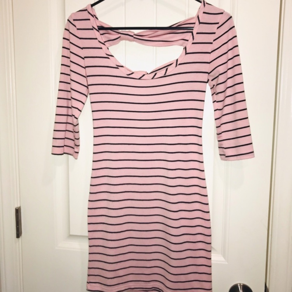 Pink and black striped dress